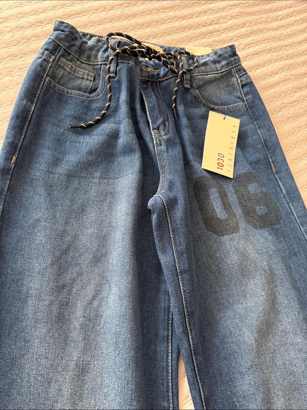 1030 TEN THIRTY Wide Leg Blue Jeans "Baggy & Low Rise" 0/24 ❤️ - Picture 2 of 10